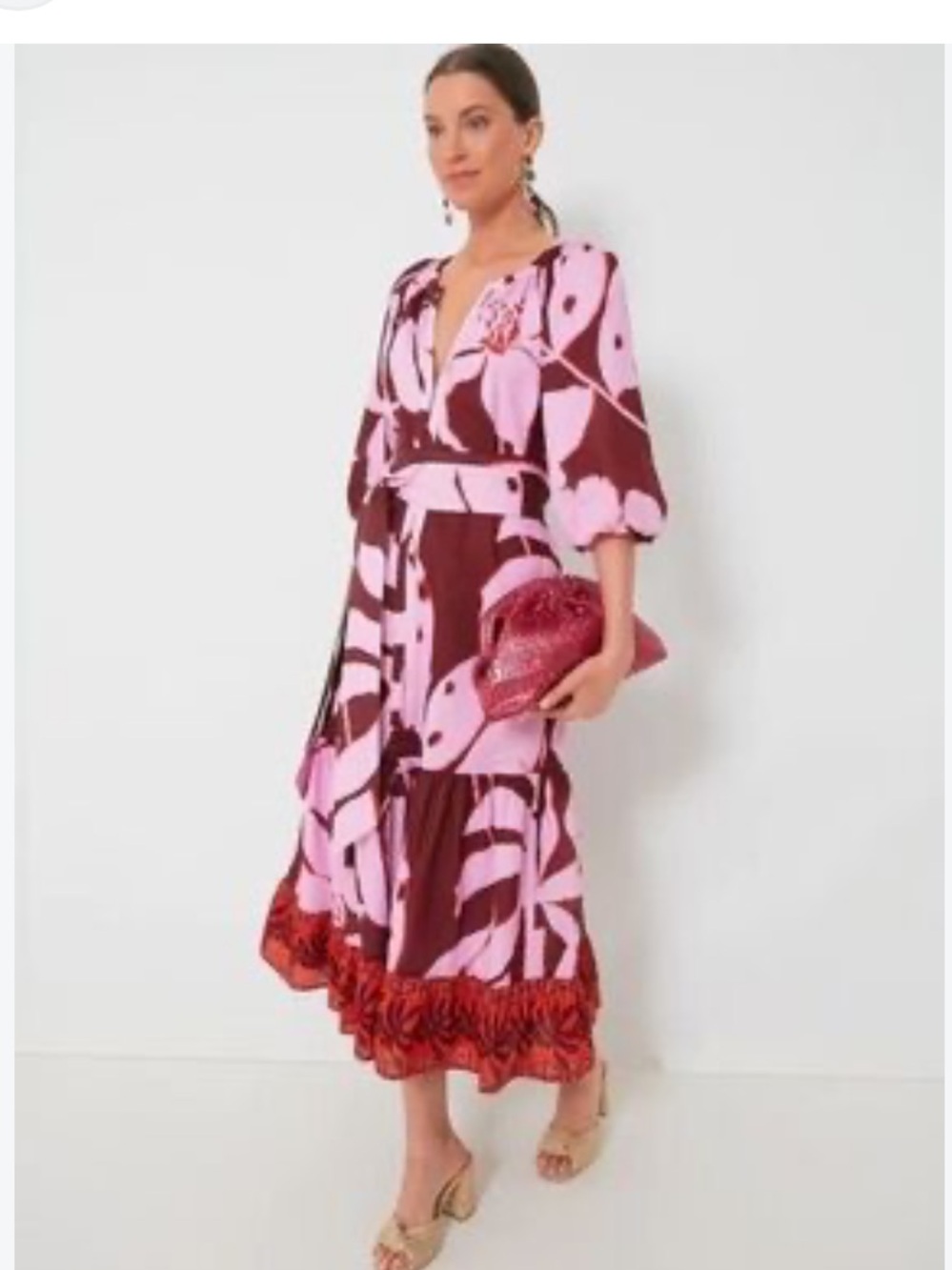 TUCKERNUCK Pink Palms Lyles Maxi Dress Size L